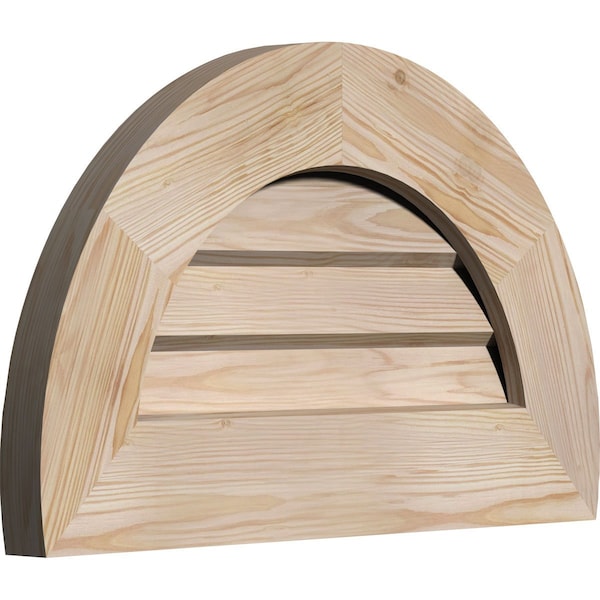 Half Round Gable Vent Non-Functional, Pine Gable Vent W/ Decorative Face Frame, 24W X 12H